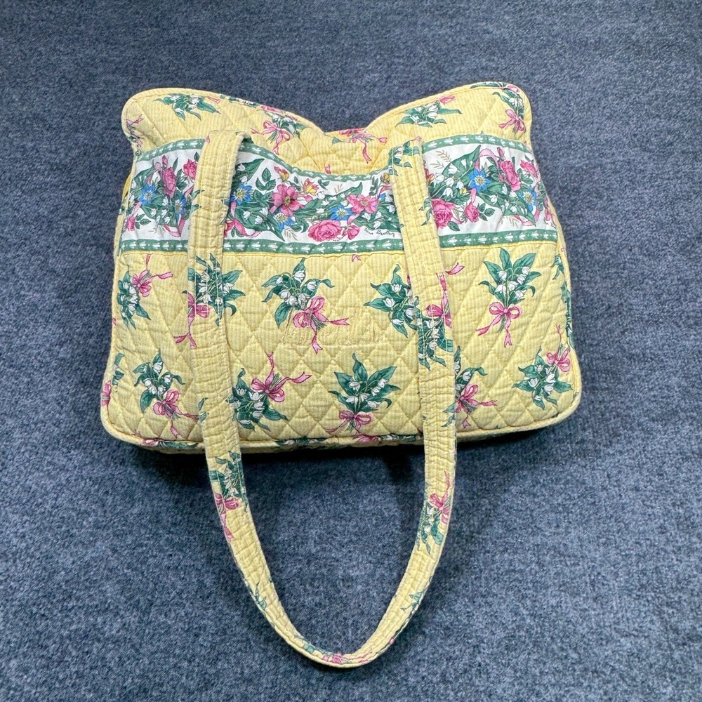 Vintage Vera Bradley Tote Bag Womens Large Yellow Hope Multi Pocket Shoulder Y2K